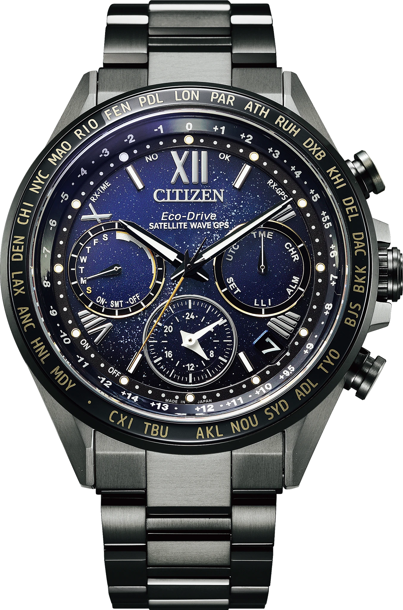 Satellite Wave GPS F950 Blue Dial Super Titanium Bracelet